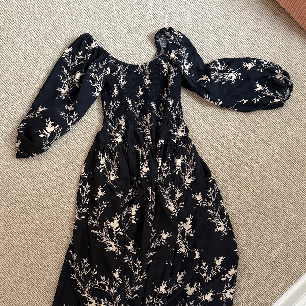 La Ligne Silk Black Floral Women's Dress